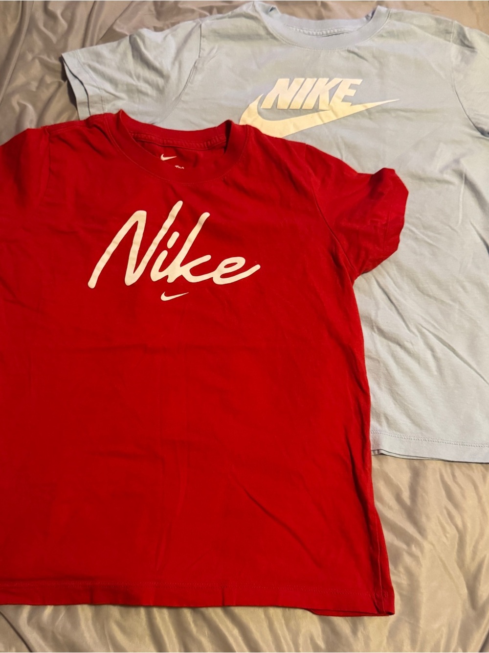 LIKE NEW Nike Red & Light Blue Logo Short Sleeve Tees - Kids (Set of 2)